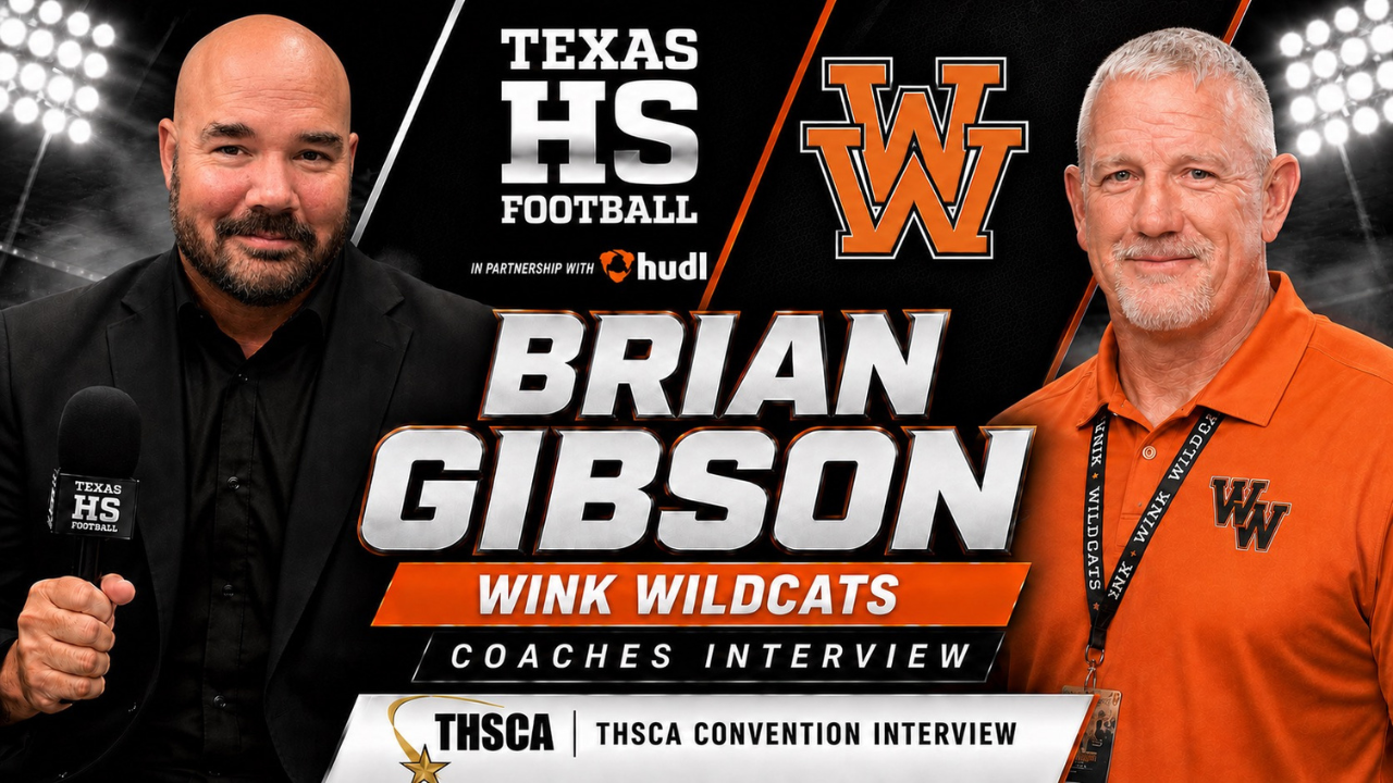 Wink Wildcats head football coach Brian Gibson and Texas HS Football’s KP Kelly featured in a THSCA Convention coaches interview presented in partnership with Hudl.