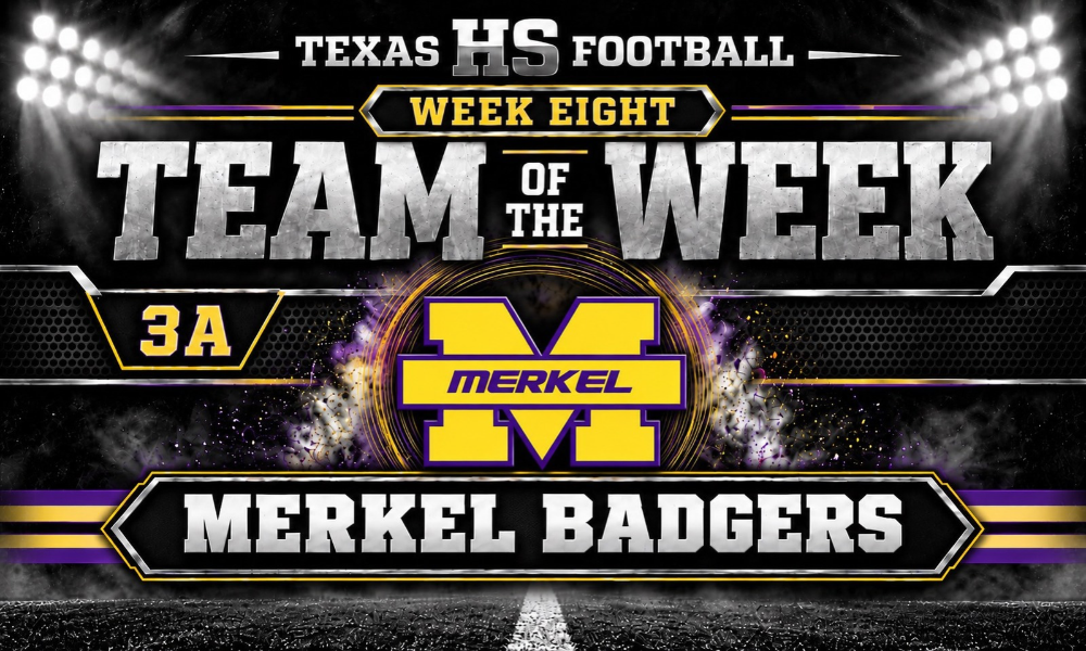 Merkel Badgers named Texas HS Football's Week Eight Class 3A Team of the Week after overcoming a 28-0 halftime deficit to defeat Henrietta 43-42 on a late touchdown and winning two-point conversion.