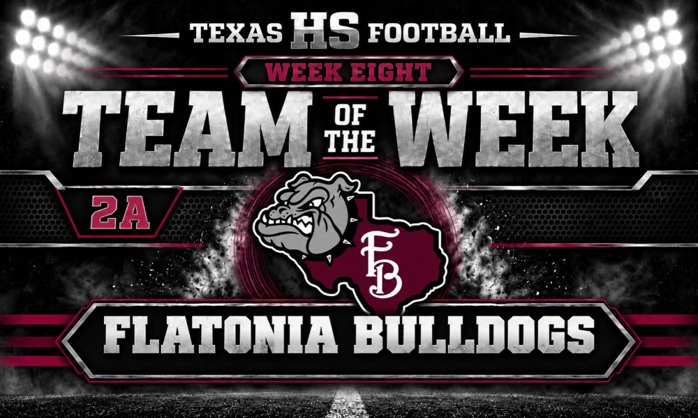 Flatonia Bulldogs named Texas HS Football's Week Eight Class 2A Team of the Week after defeating Kenedy 35-34 with a dramatic 20-play, 99-yard touchdown drive capped by Boston Targac's game-winning score with 14 seconds remaining.